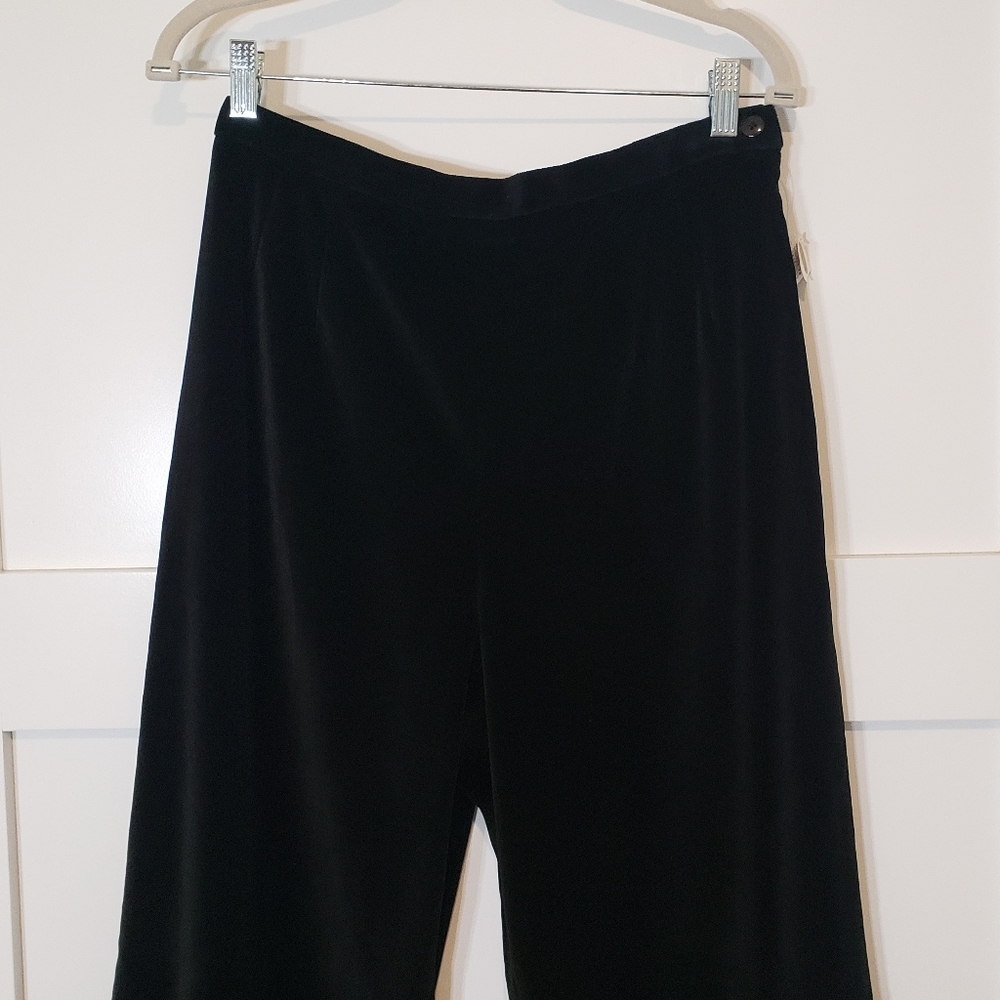 Talbots Vintage Velour Hi Rise Pants Black Size 12 Stretch Pleated - Picture 3 of 14